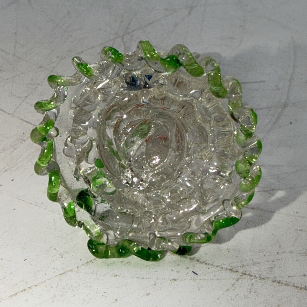Vintage Spun Glass Christmas Ornament Green Red Blue - Picture 5 of 6